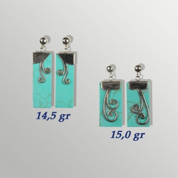 Pendiente plata. Magnesita Turquesa. De 14 a 15gr. (PRECIO POR GRAMO)