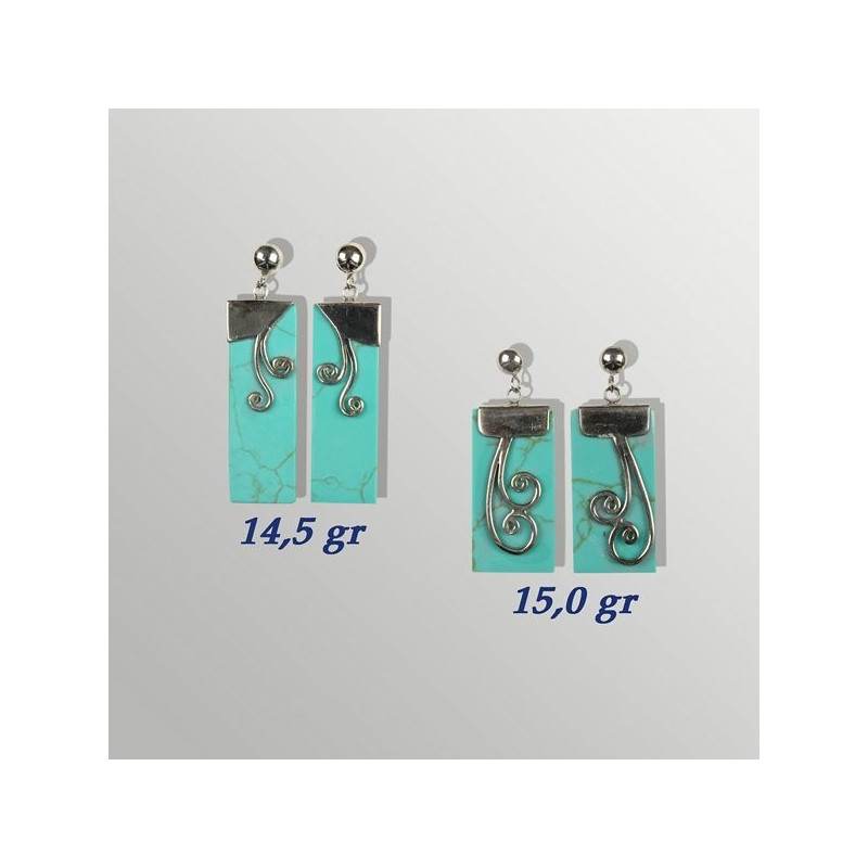 Pendiente plata. Magnesita Turquesa. De 14 a 15gr. (PRECIO POR GRAMO) Pendiente plata. Magnesita Turquesa. De 14 a 15gr. (PRECIO POR GRAMO)