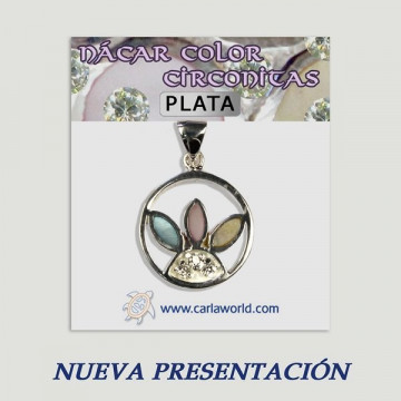 Colgante plata. Nacar con Circonita. De 3 a 4gr. (PRECIO POR GRAMO)