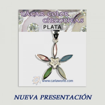 Colgante plata. Nacar con Circonita. De 3 a 4gr. (PRECIO POR GRAMO)