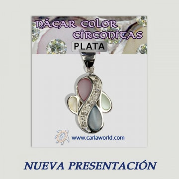 Colgante plata. Nacar con Circonita. De 3 a 4gr. (PRECIO POR GRAMO)