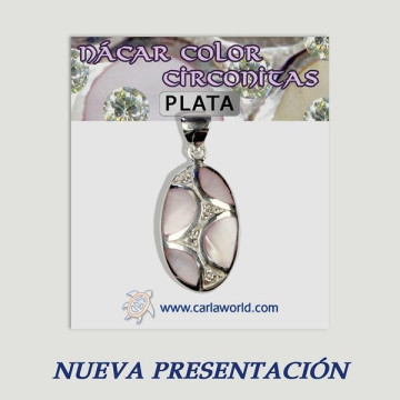 Colgante plata. Nacar con Circonita. De 3 a 4gr. (PRECIO POR GRAMO)