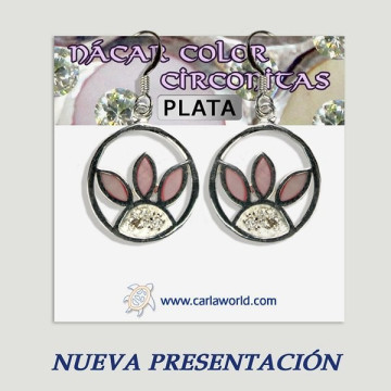 Pendiente plata. Nacar con Circonita. De 5 a 9gr. (PRECIO POR GRAMO)