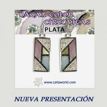 Silver earrings. Nacre with Zirconia. 5 to 9gr
