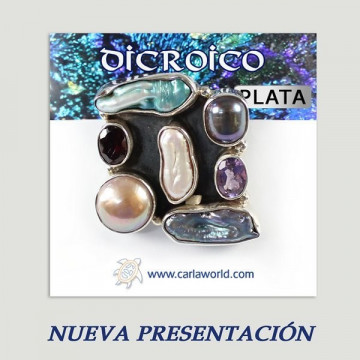 Anillo plata. Dicroico. De 14 a 15gr. (PRECIO POR GRAMO)