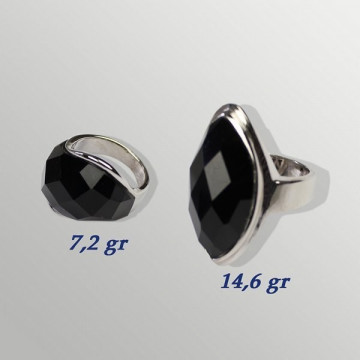 Anillo plata con rodio. Onix Facetado. De 7 a 14gr. (PRECIO POR GRAMO)