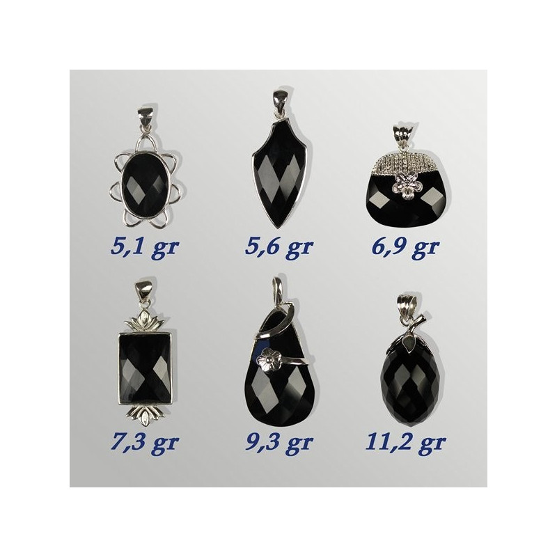 Silver pendant with rhodium. Faceted Onyx. 5 to 11gr Silver pendant with rhodium. Faceted Onyx. 5 to 11gr