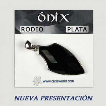 Colgante plata con rodio. Onix Facetado. De 5 a 11