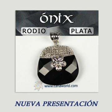 Colgante plata con rodio. Onix Facetado. De 5 a 11