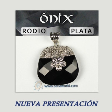 Colgante plata con rodio. Onix Facetado. De 5 a 11gr. (PRECIO POR GRAMO)