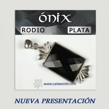 Colgante plata con rodio. Onix Facetado. De 5 a 11