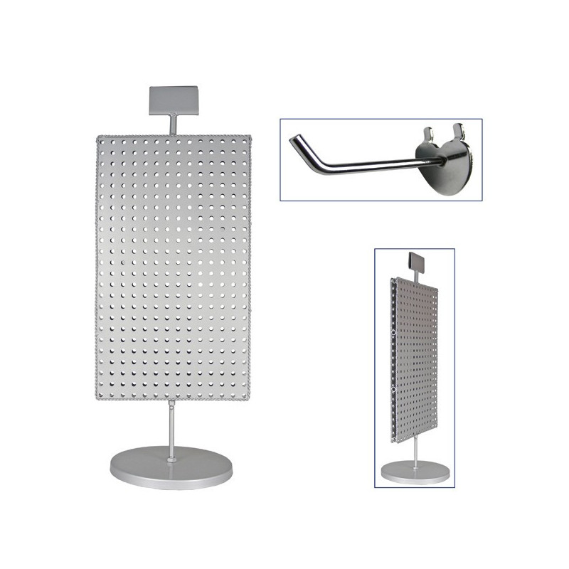 Rotating exhibitor silver panel 20 hooks 23x53cm Rotating exhibitor silver panel 20 hooks 23x53cm