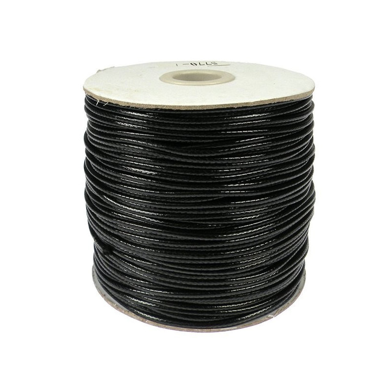 Waxed cotton cord 2mm. Black Waxed cotton cord 2mm. Black