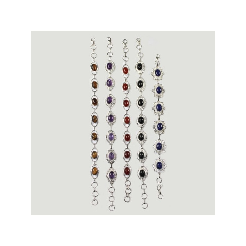 Pulsera Alpaca cabujon pequeña. Minerales surtidas Pulsera Alpaca cabujon pequeña. Minerales surtidas
