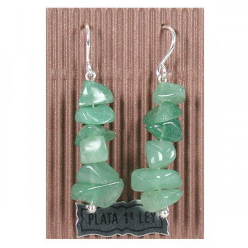 Hippie hook silver earrings. Aventurine, chip