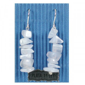 Hippie hook silver earrings. Chalcedony, chip