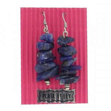 Hippie hook silver earrings. Sodalite, chip