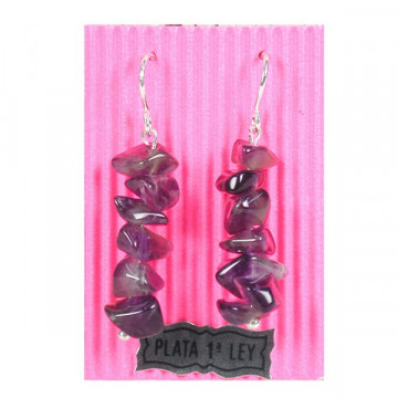 Pendientes plata hippy chip. Amatista