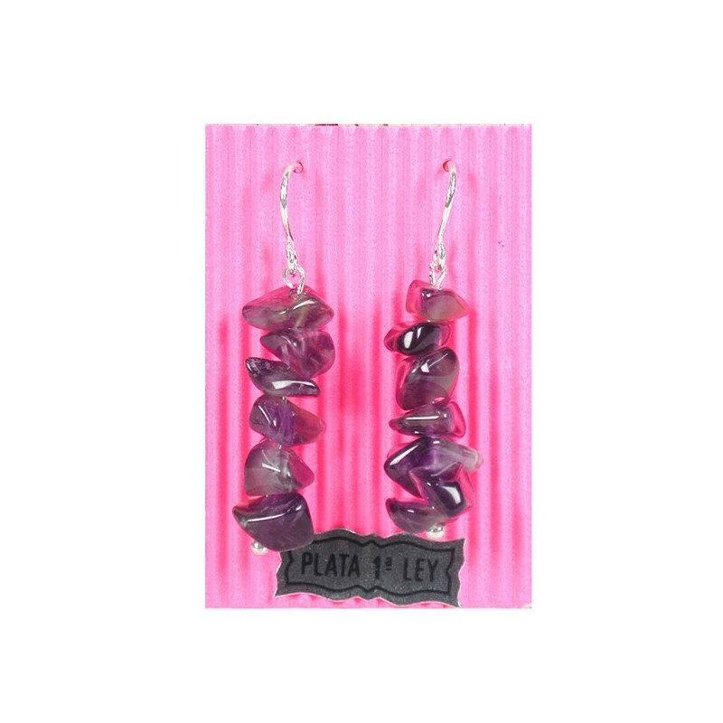 Pendientes plata hippy chip. Amatista Pendientes plata hippy chip. Amatista
