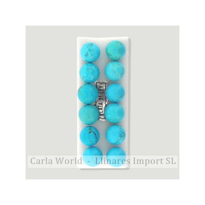 Beaded silver earrings 10mm. Magnesite-Turquoise Beaded silver earrings 10mm. Magnesite-Turquoise