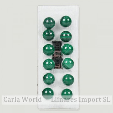 Beaded silver earrings 6mm. Malachite