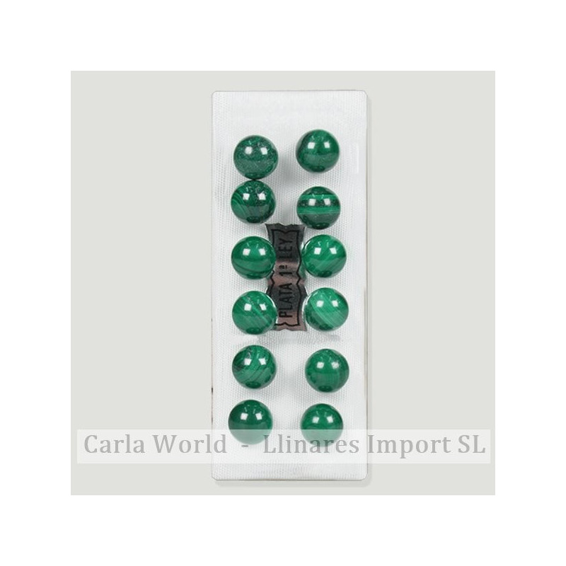 Beaded silver earrings 6mm. Malachite Beaded silver earrings 6mm. Malachite