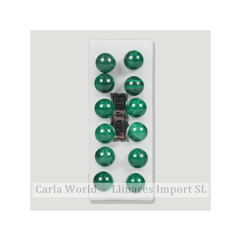 MALAQUITA. Pendientes plata bola 8mm MALAQUITA. Pendientes plata bola 8mm