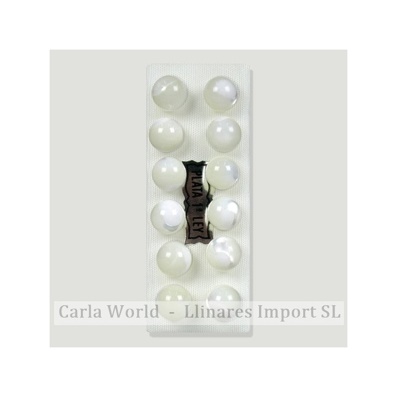 Beaded silver earrings 8mm. White Nacre Beaded silver earrings 8mm. White Nacre