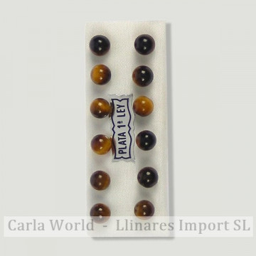 OJO DE TIGRE. Pendientes plata bola 6mm