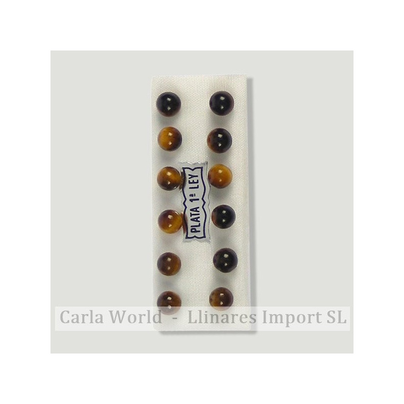 OJO DE TIGRE. Pendientes plata bola 6mm OJO DE TIGRE. Pendientes plata bola 6mm