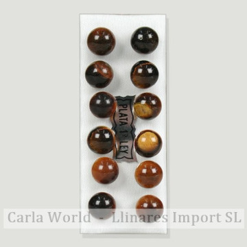 Pendientes plata bola 8mm. Ojo Tigre
