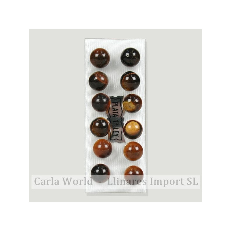 OJO DE TIGRE. Pendientes plata bola 8mm OJO DE TIGRE. Pendientes plata bola 8mm
