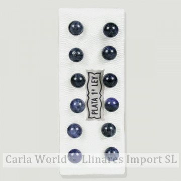 Beaded silver earrings 6mm. Sodalite