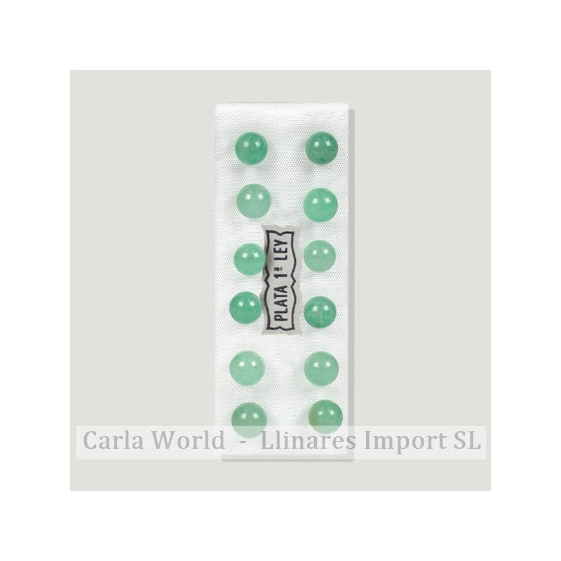 AVENTURINA VERDE. Pendientes plata bola 6mm AVENTURINA VERDE. Pendientes plata bola 6mm