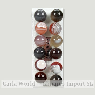 ÁGATA BOTSWANA. Pendientes plata bola 10mm