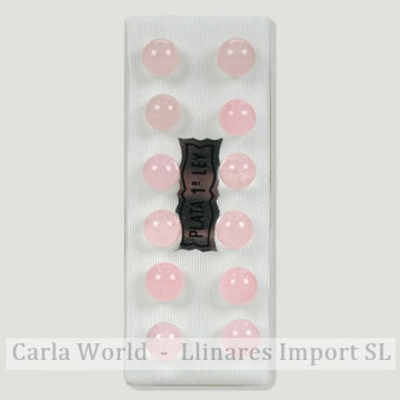 CUARZO ROSA. Pendientes plata bola 6mm