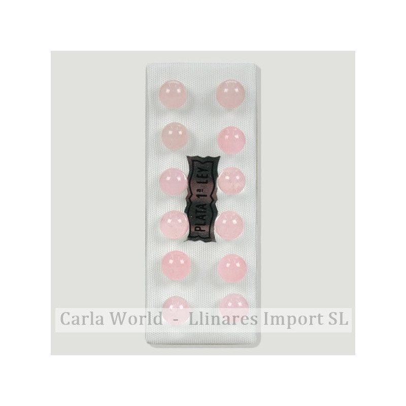 Pendientes plata bola 6mm. Cuarzo Rosa Pendientes plata bola 6mm. Cuarzo Rosa