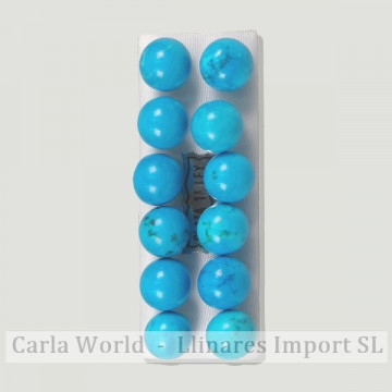 HOWLITA AZUL. Pendientes plata bola 10mm