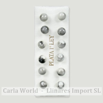 HOWLITA BLANCA. Pendientes plata bola 6mm