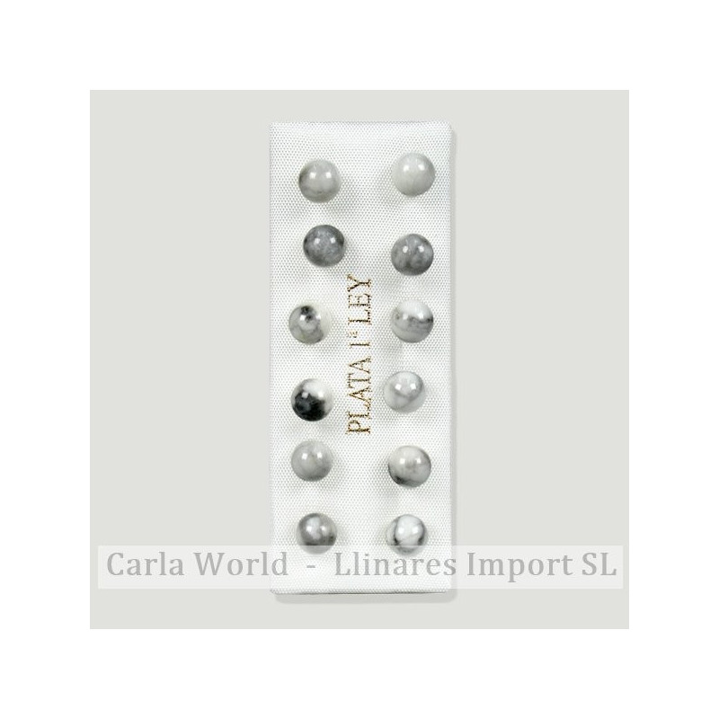 HOWLITA BLANCA. Pendientes plata bola 6mm HOWLITA BLANCA. Pendientes plata bola 6mm