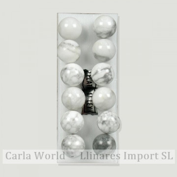 HOWLITA BLANCA. Pendientes plata bola 10mm