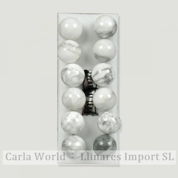 Beaded silver earrings 10mm. White Howlite