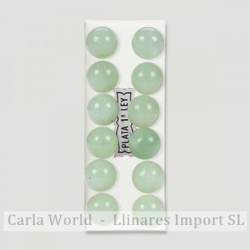 JADE CLARO. Pendientes plata bola 10mm