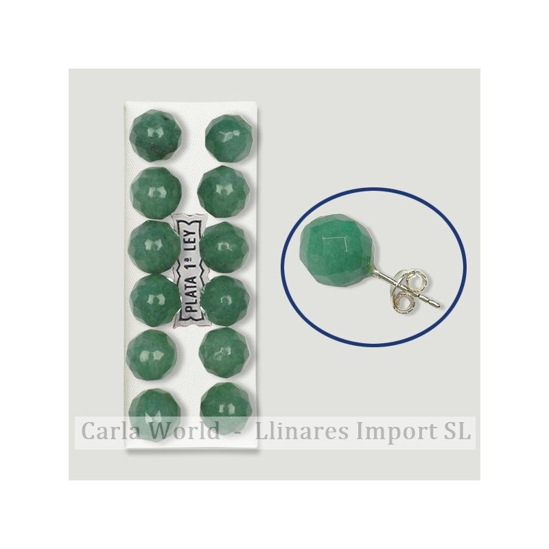 AVENTURINA VERDE. Pendientes plata bola facetada 10mm AVENTURINA VERDE. Pendientes plata bola facetada 10mm