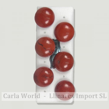 Brincos Prata Cabochão 14mm. Jaspe Vermelho