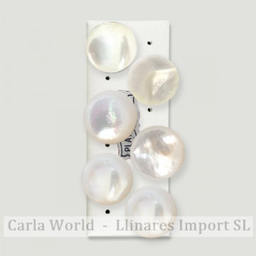 Silver earrings Cabochon 16mm. White Nacre