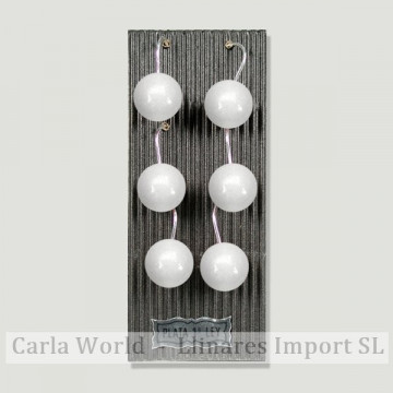 JADE BLANCO. Pendientes plata hippy bola 12mm