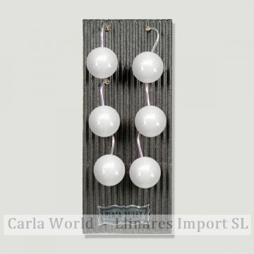 Hippie beaded silver earrings 12mm White jasper
