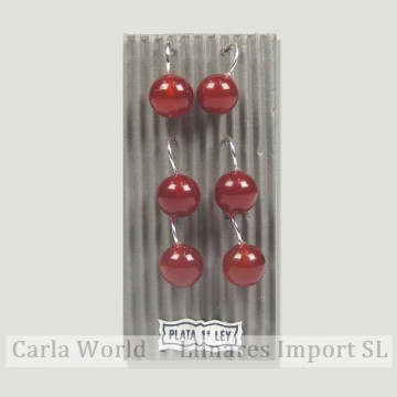 Hippie beaded silver earrings 10mm. Carnelian Agate