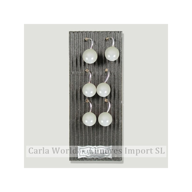 NÁCAR. Pendientes plata hippy bola 10mm NÁCAR. Pendientes plata hippy bola 10mm